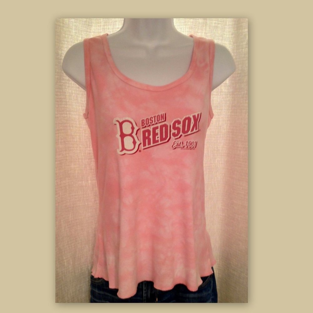 5th & OCEAN Size Medium *Boston Red Sox* Pink Tie Dye Sleeveless Tank Tee MLB